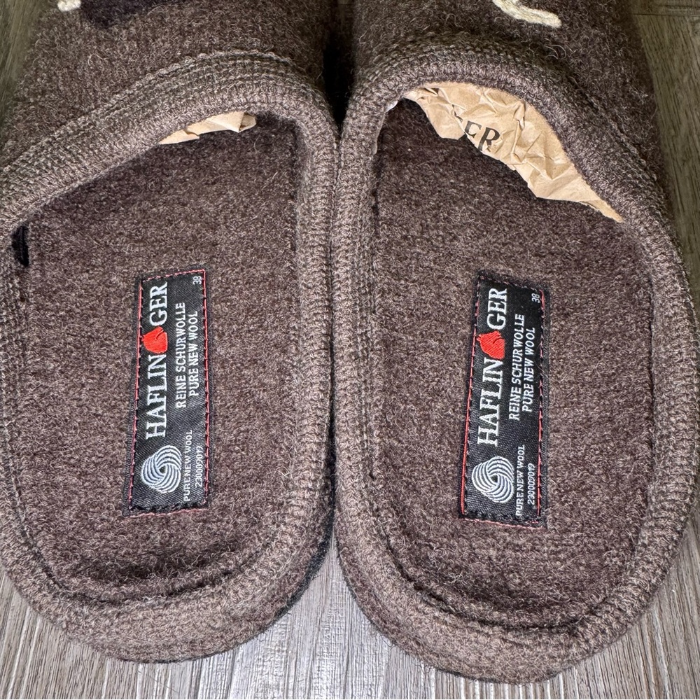 Haflinger AR Coffee Earth Brown Wool Slippers - Picture 3 of 10
